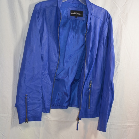 Northern Reflections L Faux Leather Jacket Blue - Picture 4 of 5